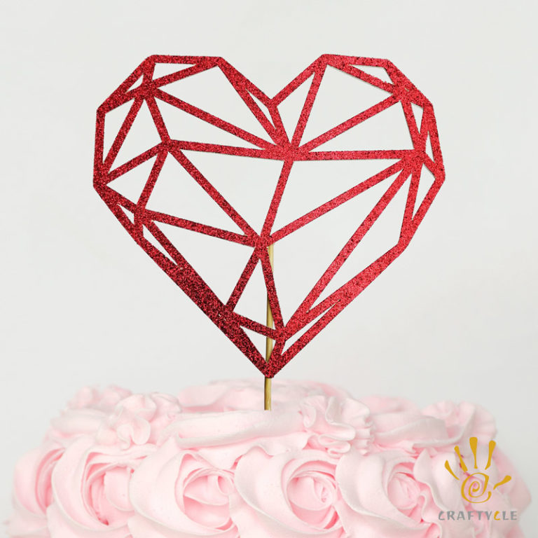 Cake Topper Geometric Heart Craftycle 4276