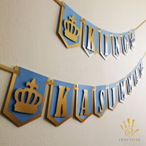 Bunting Banner King Royal Royalty Party Celebration Decoration Men Crown Blue