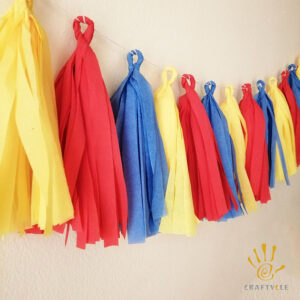 Bunting Banner Tassel Garland Red Yellow Blue Party Prop 12pcs