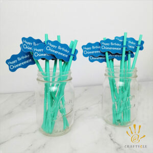 Straw Props Peppa Pig Personalised Birthday Party Straw Flags 12pcs