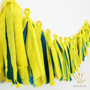 Bunting Banner Tassle Garland Yellow Blue First Birthday Party Decorations