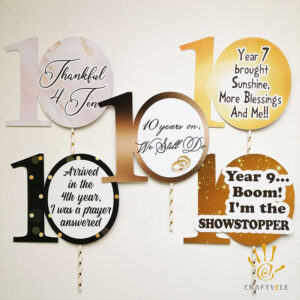 Photo Booth Props 10 Years Anniversary Marriage Party Celebration Custom Personalized Text