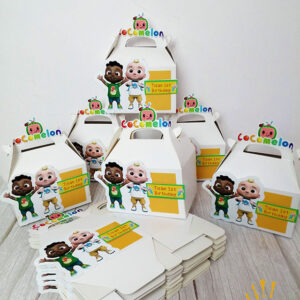 Favour Boxes Personalised Cocomelon Birthday Party Treat Favour Gift Packaging White Boxes
