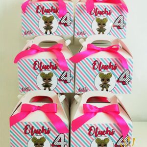 LOL Treat Boxes with Bow Ribbon, Party Food Pack, Favour Boxes Sticker Design