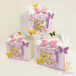 Butterfly Flower Theme Treat Gable Party Pack Boxes Bags