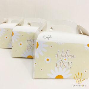 Daisy Floral Flower Theme Treat Gable Party Pack Boxes Bags