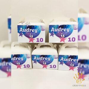 Disco Party Theme Treat Gable Party Pack Boxes Bags