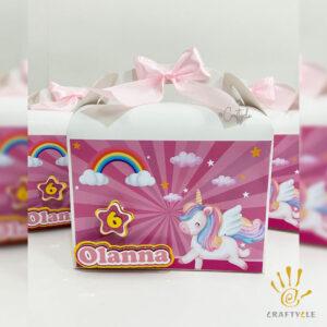 Pink Unicorn Theme Treat Gable Party Pack Boxes Bag