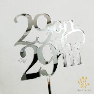 29th Birthday Acrylic Cake Topper Decorations Charm Mirror Silver