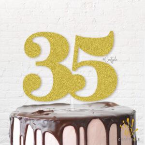 35 Thirty Five Birthday Celebration Fab Topper Caketopper Cake Hbd Gold Glitters Golden