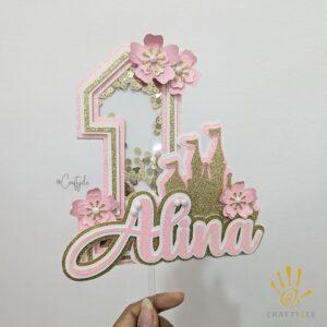 3D Flower Floral Princess Castle Birthday Mothers Day Layer Pop Up Shaker Cake Topper