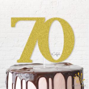 70 Seventy Birthday Topper Caketopper Cake Hbd Gold Glitters Golden