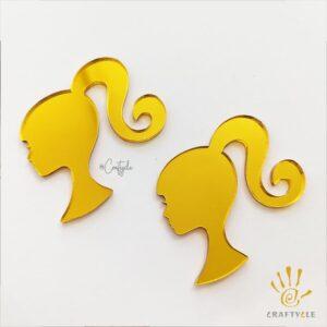 Barbie Acrylic Cake Topper Decorations Charm Mirror Gold