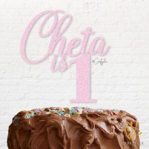 Cheta One 1 Glitter Cake Topper Pink Effect