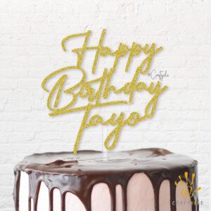 Happy Birthday Hbd Tayo Topper Caketopper Cake Gold Glitters
