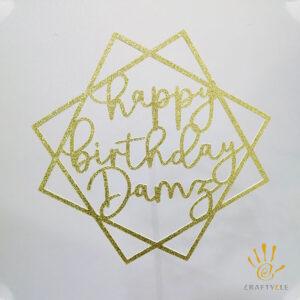 Cake Topper Happy Birthday Personalised Cake Topper Gold Glitter