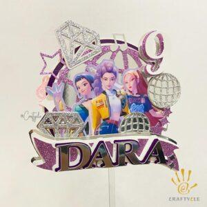 Kpop Demon Hunters Huntrix Birthday Layer Pop Up Shaker Cake Topper