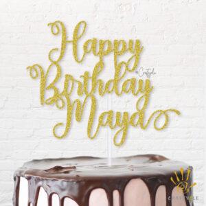 Maya Happy Birthday Hbd Topper Caketopper Cake Gold Glitter