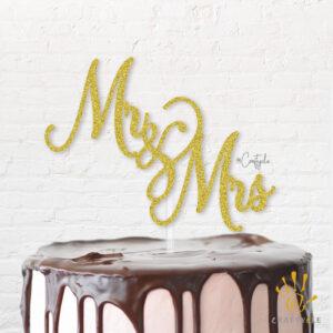 Mr Mrs Topper Celebration Caketopper Love Cake Gold Glitters Wedding