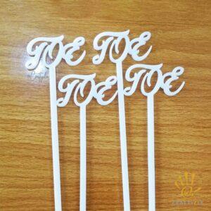 TOE Drink Stirrer White Acrylic Laser Cut