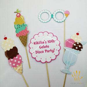 Photo Props Personalised Gelato Disco Party Ice Cream Dessert Birthday Party Booth