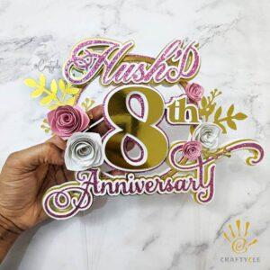 Hush D Floral Flower Brand Anniversary Layer Pop Up Shaker Cake Topper