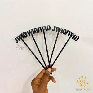 Personalised Initial Milestone Birthday Drink Stirrer White Acrylic Laser Cut 3