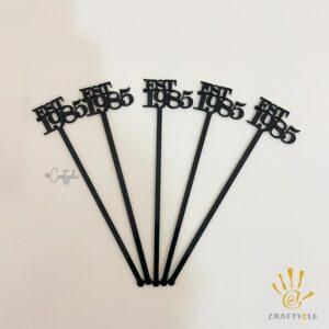 Personalised Initial Birthday Drink Stirrer White Acrylic Laser Cut