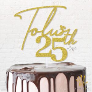 25 Twenty Five Tolu Beautiful Topper Caketopper Cake Gold Glitters