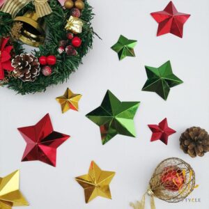 Cutout Christmas Decal Stars Mirror Metallic Wall Paper Craft Decorations 12pcs