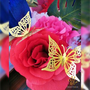 Cutout Crepe Paper Flowers Butterflies Mirror Gold Cutout